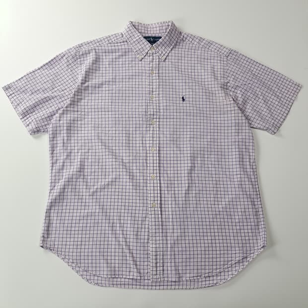 CK236 XL 폴로 00s 라벤더퍼플 멀티 스몰체크 반팔 셔츠 남방