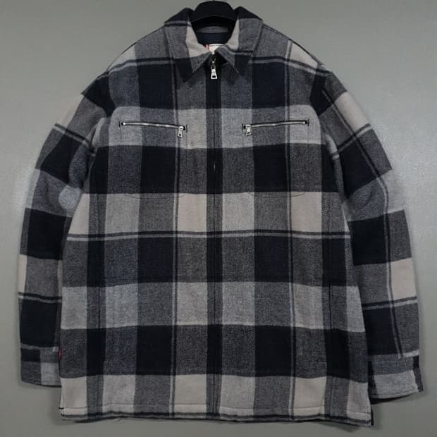 L) 리바이스 웨스턴 드리즐러 타탄체크 울 모직 블루종 집업 자켓