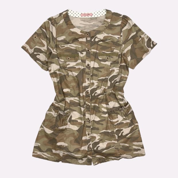 camo pocekt belted dress