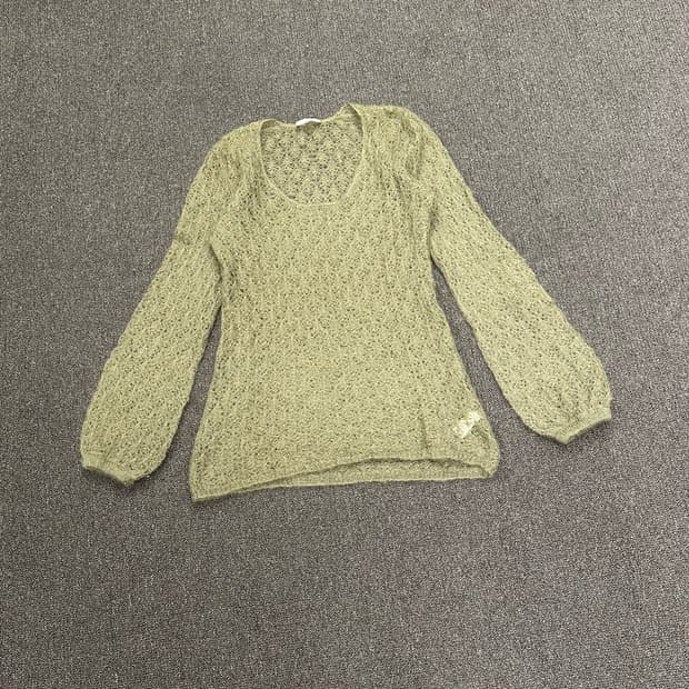 38)Japanese vintage 여성 보헤미안 시스루 니트