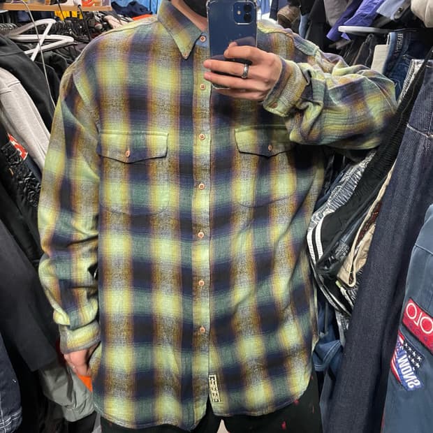 헌팅혼 헤링본 체크셔츠