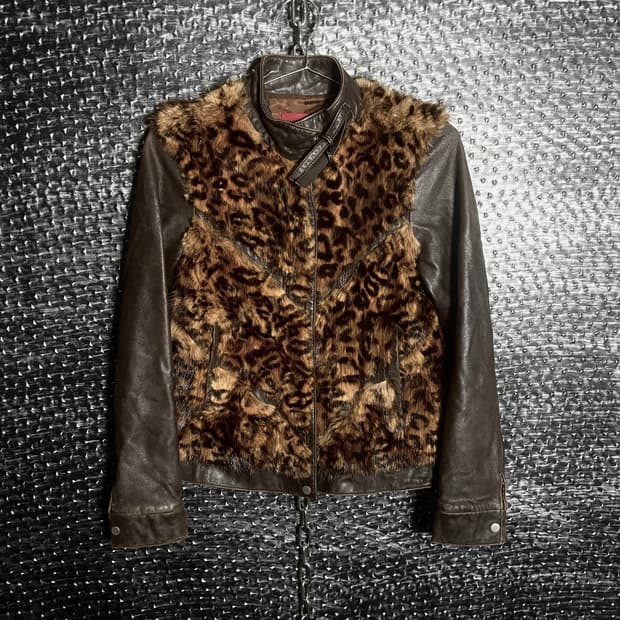 Anovella 레오파드 레더자켓