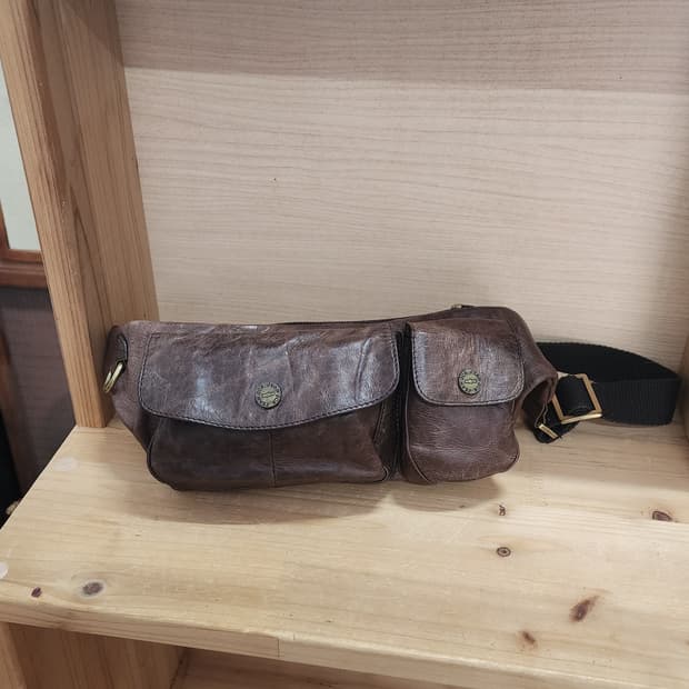 빈티지 브라운 가죽 웨이스트백 힙색