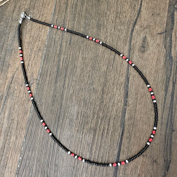 Handmade 블랙 레드 비즈 목걸이(제작)