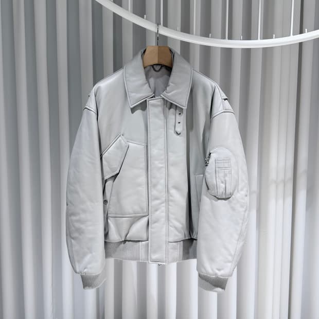 (A+/50) / 솔리드옴므 양가죽 램스킨 레더 MA1 블루종 봄버 자켓