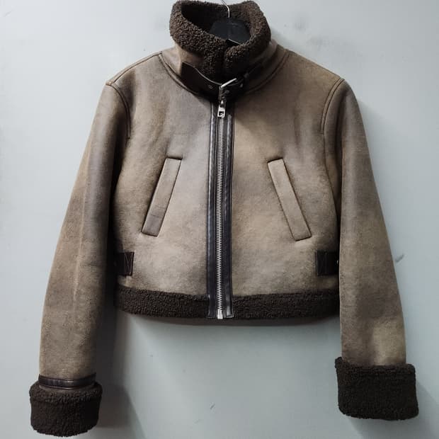 자라 여성 크롭 무스탕 양털 자켓