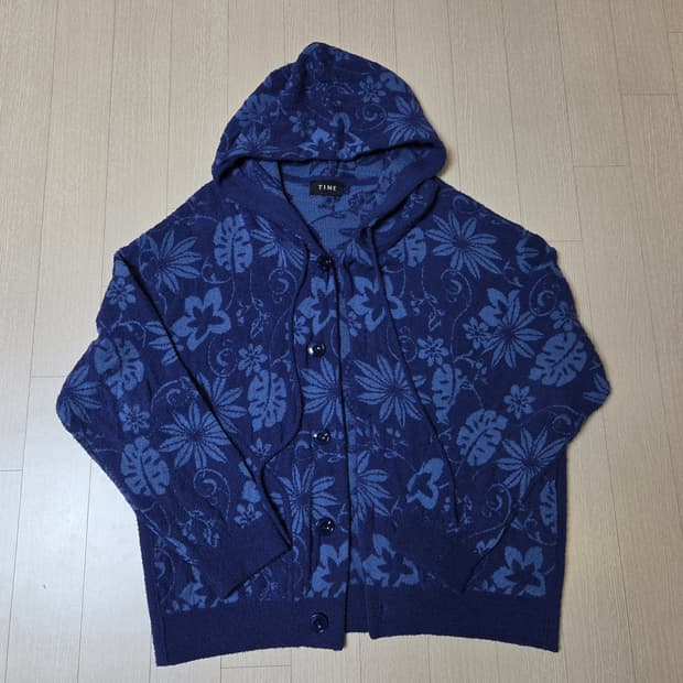 [정품] 타임옴므 플라워 디테일 테리 잉크 남성 후드 가디건 105 