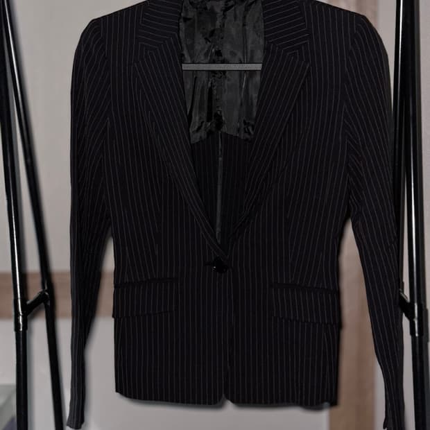 원버튼 스트라이프 폴리 여름 자켓