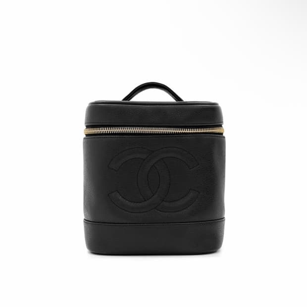 [OS] 샤넬 여성 CC로고 캐비어 탑핸들 코스매틱 파우치 베니티 핸드백