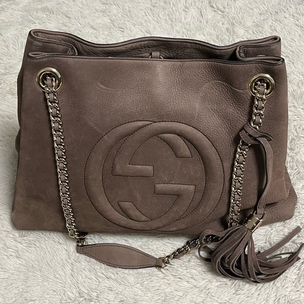GUCCI 구찌 소호 테슬 숄더백 토프 브라운
