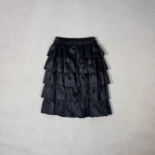 Ruffle Easy Black Skirt 