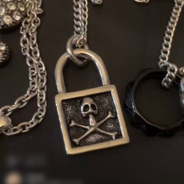 Vintage 빈티지 고딕 펑크 해골 자물쇠 팬던트 목걸이