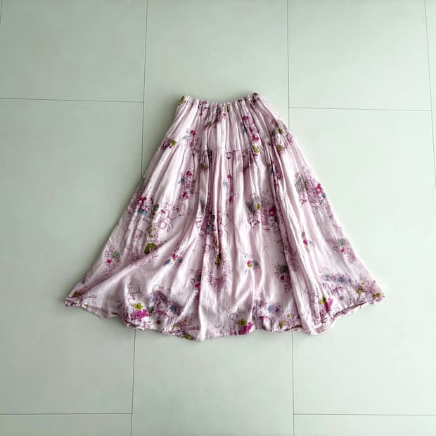pink floral skirt