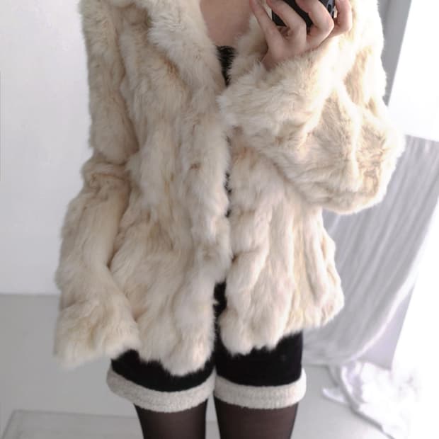 빈티지 퍼자켓 레빗 퍼 자켓 페어리 아우터 달천깔 일본빈티지 양산형 모리