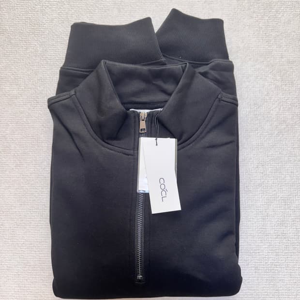 커스텀어클락 커브드 하프 집업 맨투맨 블랙 L 새상품