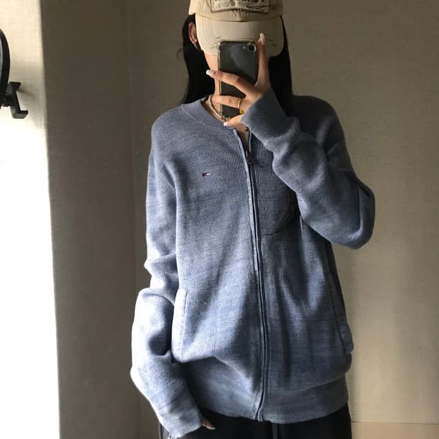 타미힐피거 연하늘 니트집업
