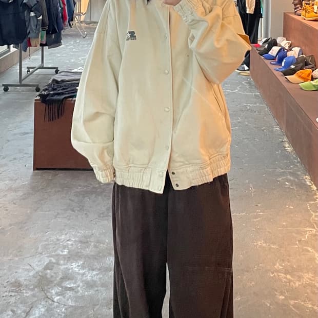 스타터 아이보리 블루종 자켓 H1008