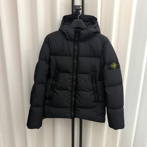 [M] 스톤아일랜드 크링클랩스 후드 패딩 블랙