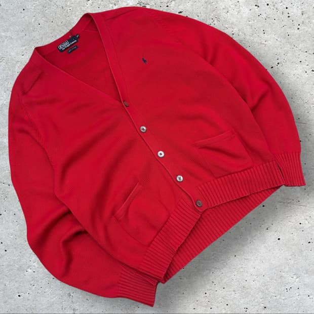 [105] 90s 폴로 랄프로렌 일경물산 레드 가디건 B797