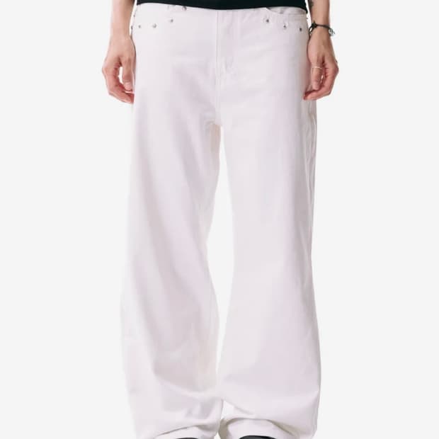 아캄 Multi Studded Cotton Pants (White)