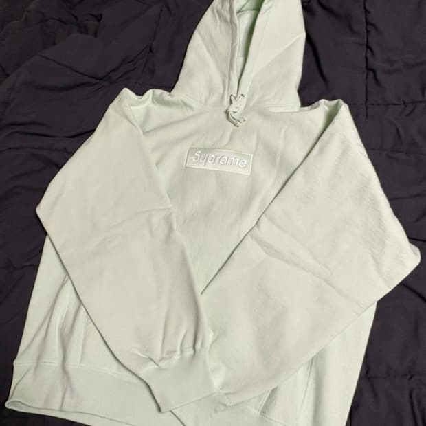 [새상품/ L] 슈프림 박스로고 후드 스웨트셔츠 라이트 그린 - 23FW