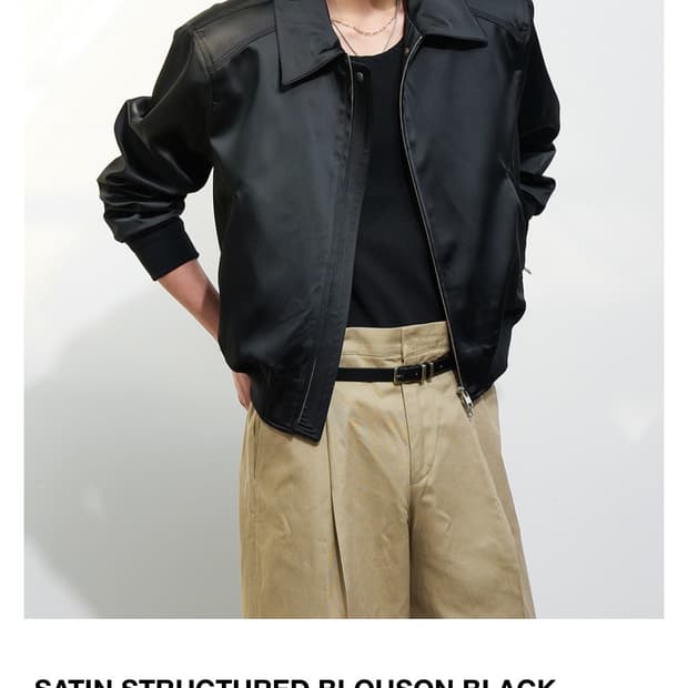 HALEINE 블랙 새틴 블루종 1사이즈