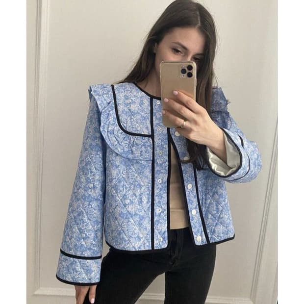 가니 GANNI 플로럴 퀼팅 자켓