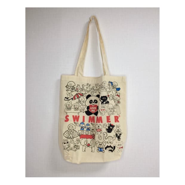 swimmer 스위머 팬더 프린팅 에코백 숄더백
