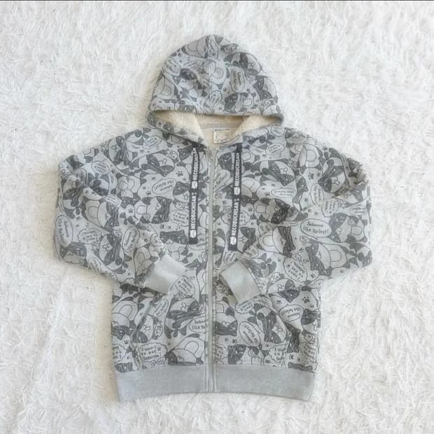 무드브릿지 빈티지 네코부치상 모리걸 고양이 양털 기모 후드집업