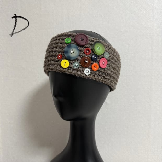 버튼 헤어밴드 D