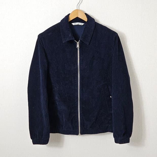 자라 ZARA 코듀로이 블루종 자켓 카라 블루 M