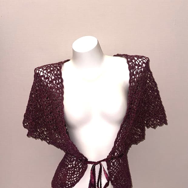 빈티지 크로쉐 글리터 버건디 가디건