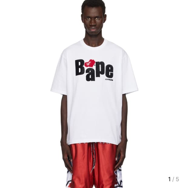 (2XL) 베이프 화이트 하트 에이프 헤드 반팔티셔츠