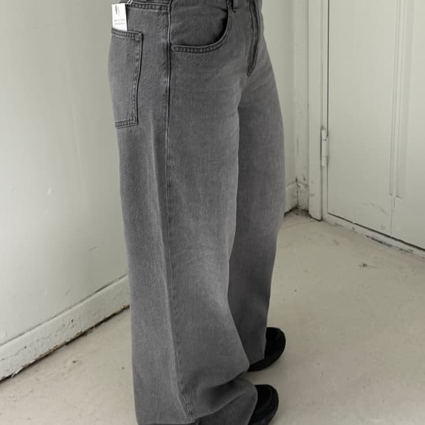 일본빈티지 그레이 데님 와이드팬츠 