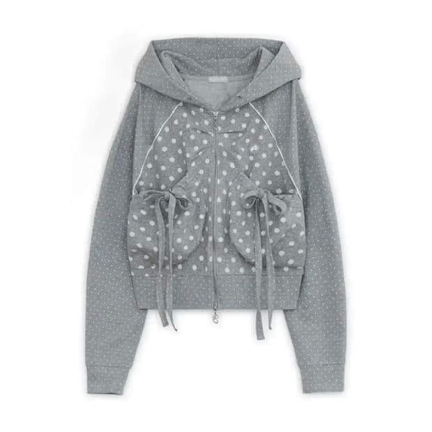 허그유어스킨 도트 후드집업