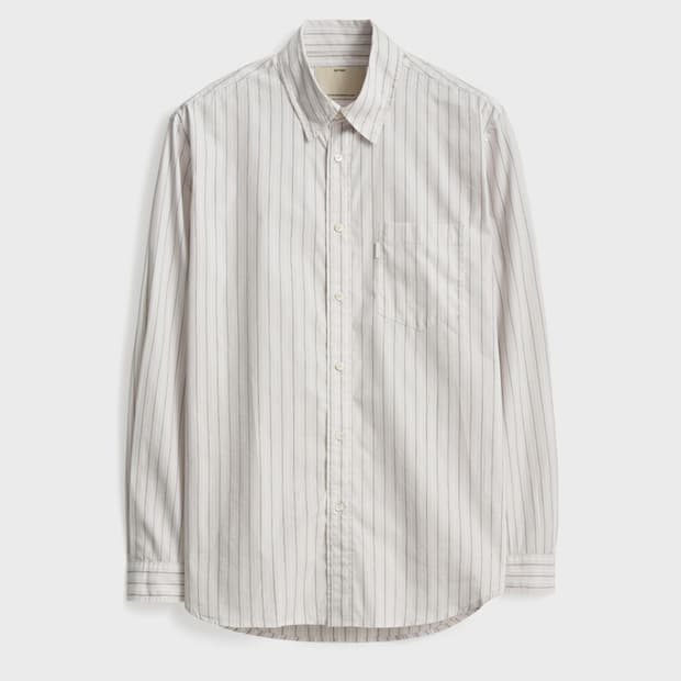 (3) 포터리 버튼 다운 셔츠 실버 스트라이프