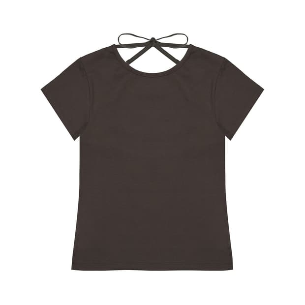 우알롱 soft cut out t-shirt tan brown