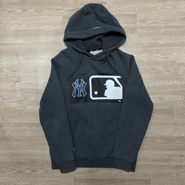 MLB 뉴욕양키스 빅로고 기모 후드 티셔츠 [차콜] L/100