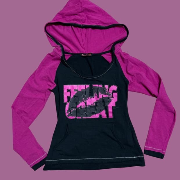 핑크+블랙 슬림핏 후드티