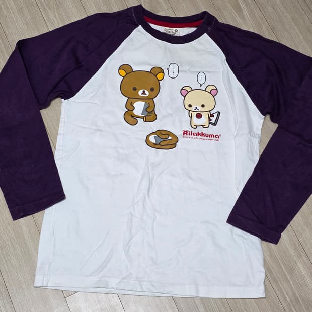 SAN-X 일본정품 리락쿠마 빈티지) 퍼플 로맨틱 하구미모리걸st 티셔츠