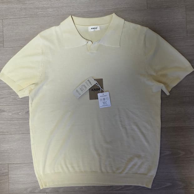 (새상품)ANDO 남자니트 여름니트 반팔 Ivory Beige 105