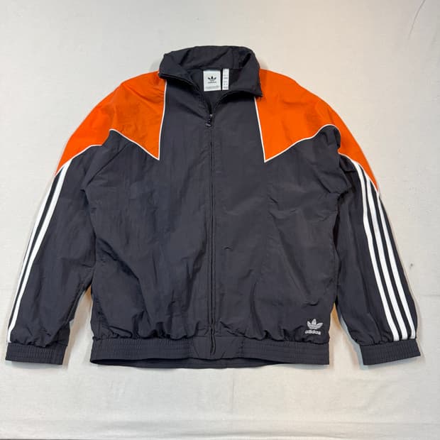 L) 아디다스 파이어버드 로고 바람막이 블랙/오렌지