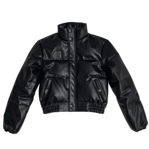 보헤미안서울 덕 다운 메탈로고 레더패딩