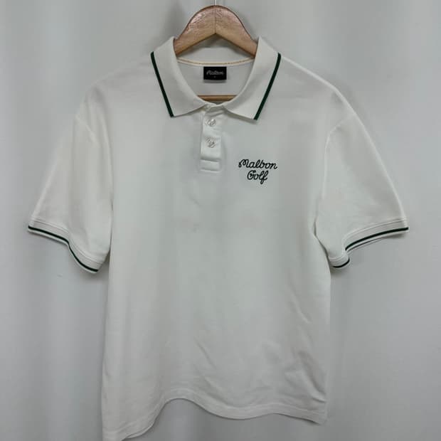 말본 남자 골프 카라 반팔티 화이트 100 L 