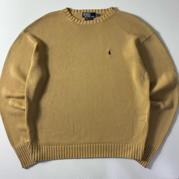 Polo  폴로 랄프로렌 자수 헤비코튼 베이지 니트 