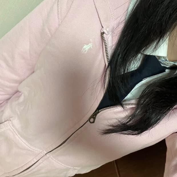 폴로 대대장 딸기우유 후드집업 슬림핏