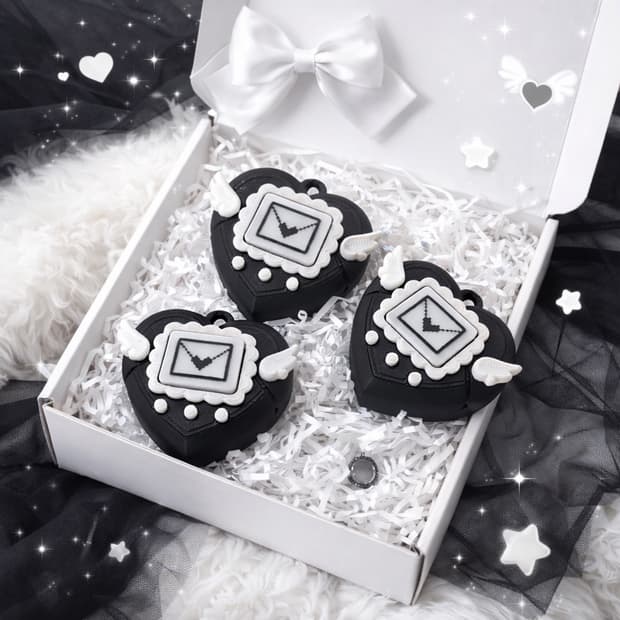 새상품 엔젤 하트 다마고치 블랙 클리커 클릭커 키캡 키링 피젯토이