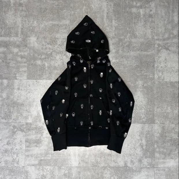 00s 니들스 X 넘버나인 올오버 스컬 후드 집업