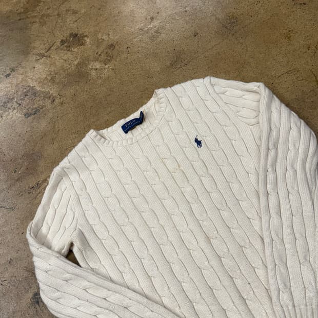 폴로 랄프로렌 화이트 크림 니트