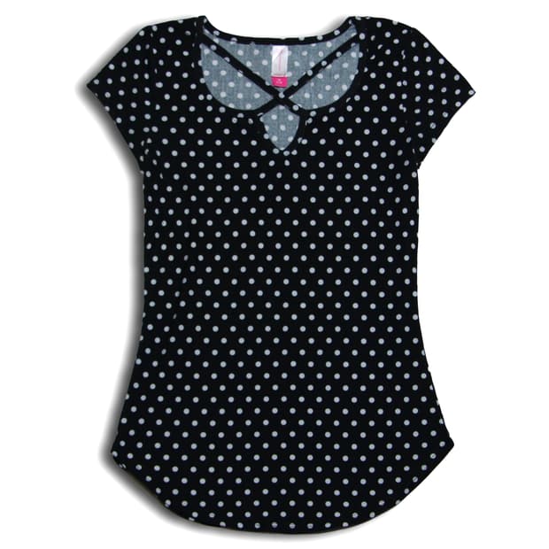 Polka Dot Curved Hem top